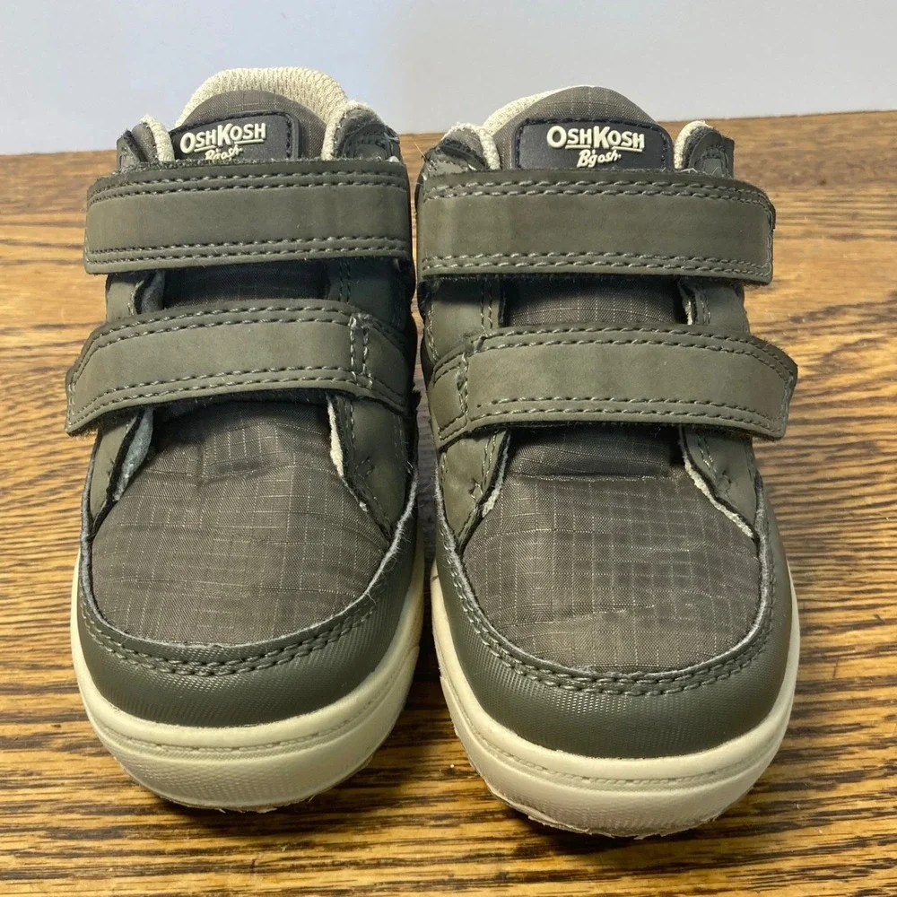 OshKosh Bgosh Franki Mid Top Sneakers Olive Green Ripstop Hook Loop Kids Size 6M